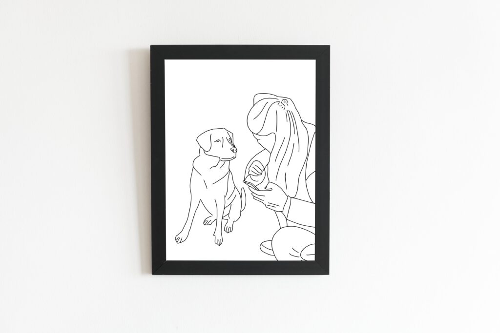 Illustratie vrouw met hond
